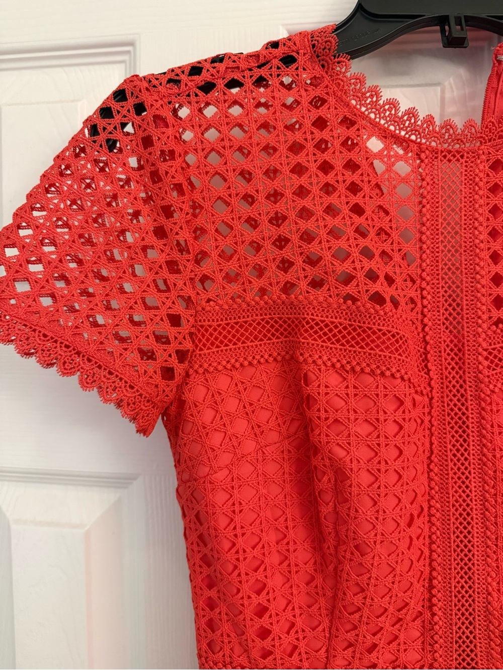 ANTONIO MELANI Coral Crochet Lace Short-Sleeve Dress